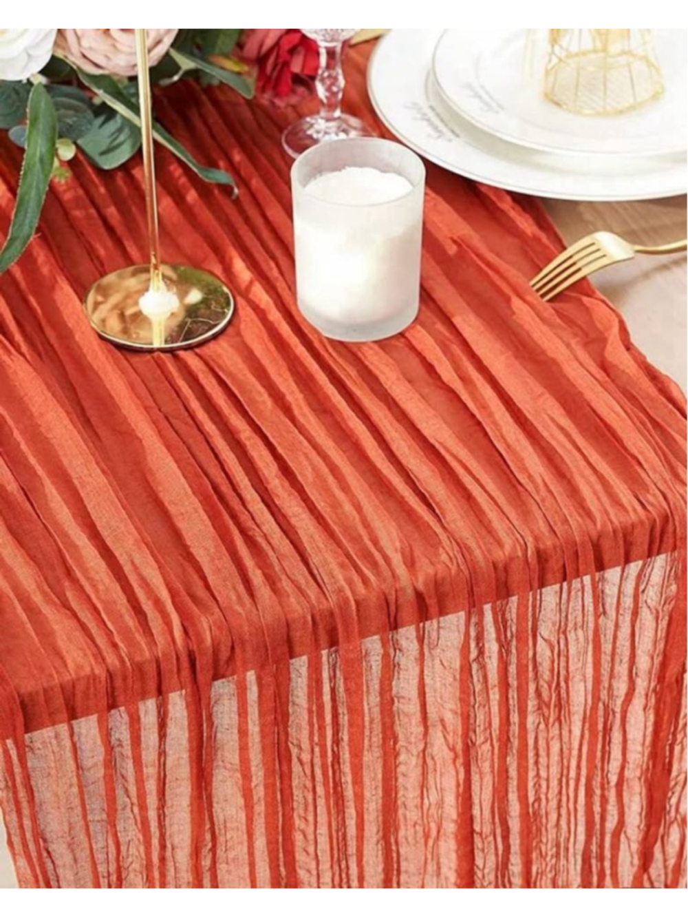 NEW 2 Pack Table Runner Orange Cheesecloth Wedding Decor